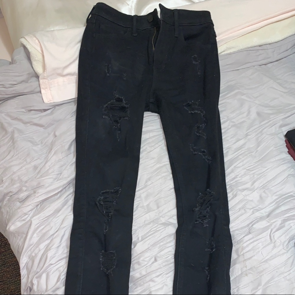 Black ripped hollister jeans